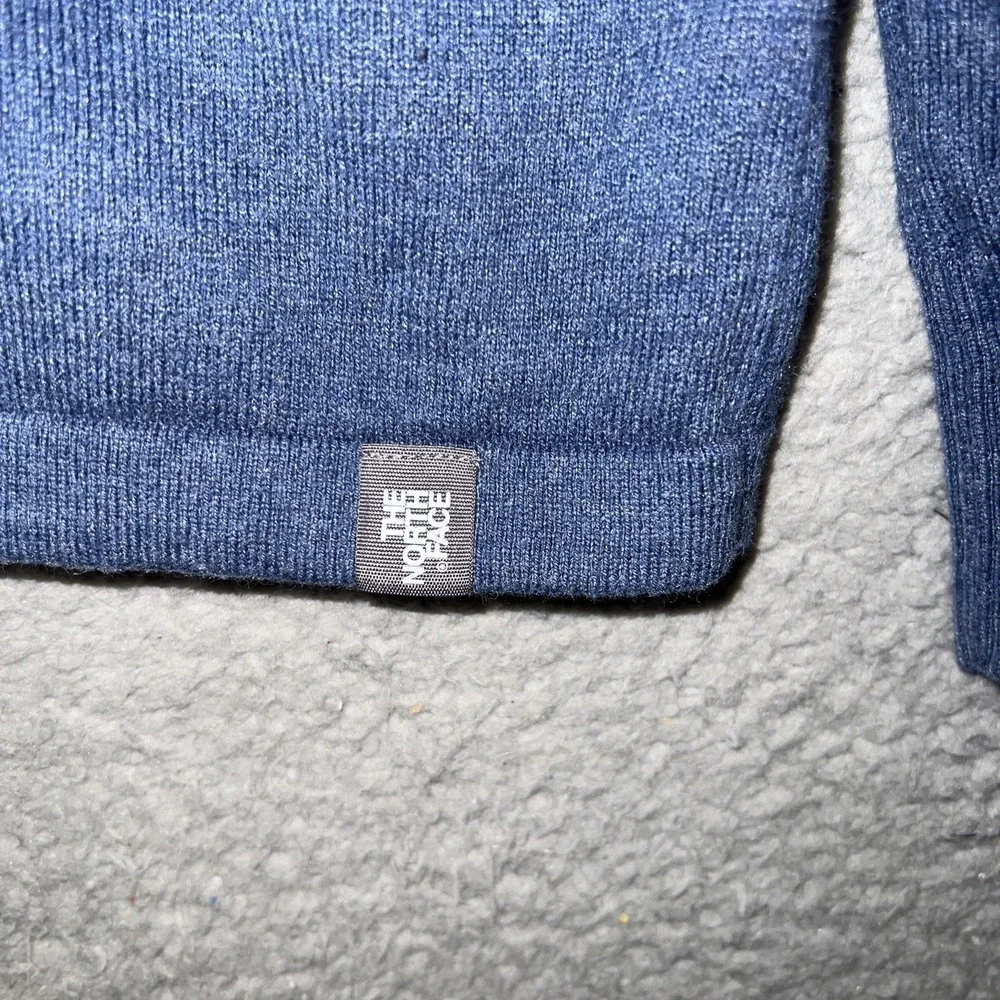 The North Face Mt. Tam Sweater Men's Sz L Blue Color Block Wool Blend‎ 1/4 Zip
